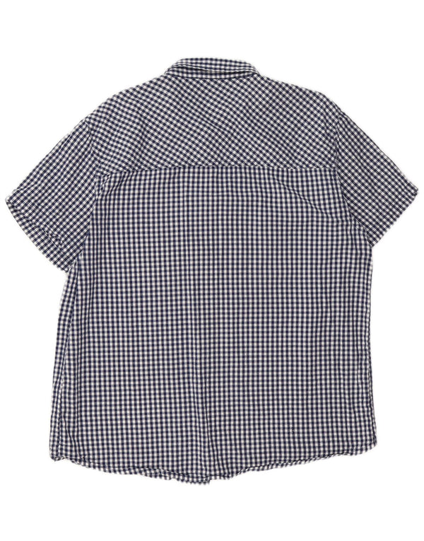 Cămașă cu mânecă scurtă pentru bărbați Mountain Warehouse 2XL, bumbac vichy albastru bleumarin