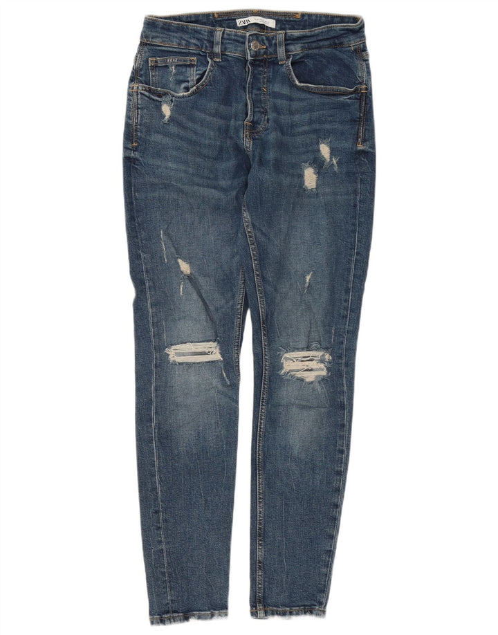 Blugi skinny distressed pentru bărbați Zara EU 40 Medium W31 L30 Albastru