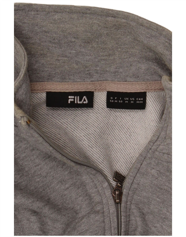 Pulover Fila pentru bărbați, cu fermoar, cu gât, gri mediu