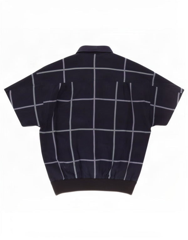 Vintage Mens Short Sleeve Pullover Shirt Size 38 Medium Navy Blue Check