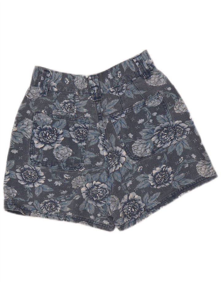 Pantaloni scurți din denim cu talie înaltă pentru fete VINTAGE 9-10 ani W26 Bleumarin Floral