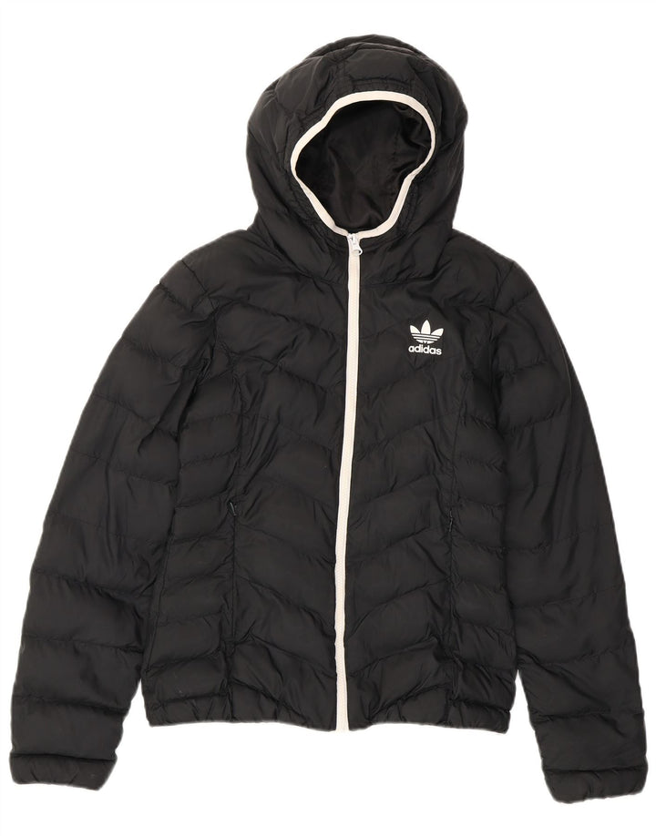 Jachetă căptușită cu glugă Adidas pentru femei UK 10 Poliester negru mic