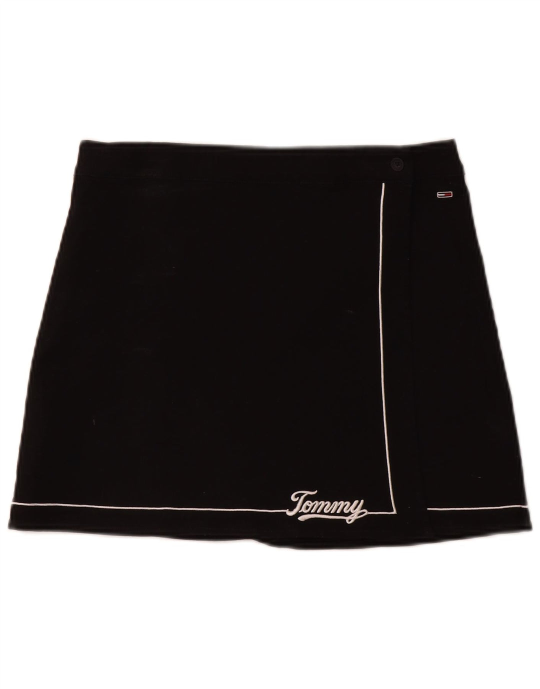 TOMMY HILFIGER Fusta mini Wrap pentru femei, mediu W28, bumbac negru