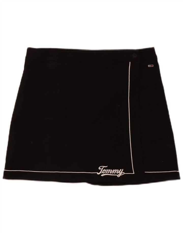 TOMMY HILFIGER Fusta mini Wrap pentru femei, mediu W28, bumbac negru