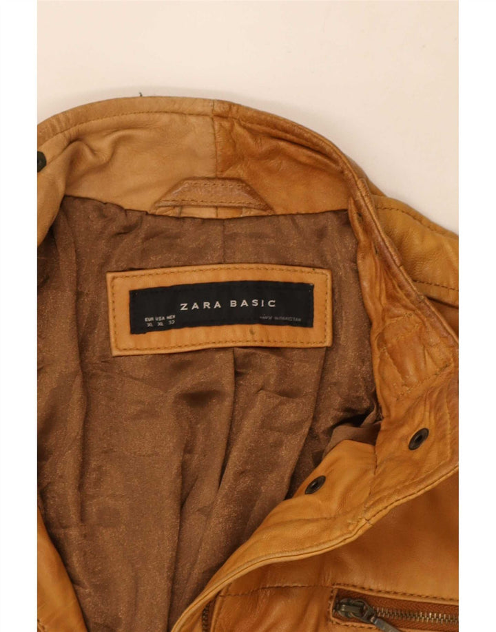 Jachetă de piele pentru femei Zara UK 18 XL Bej