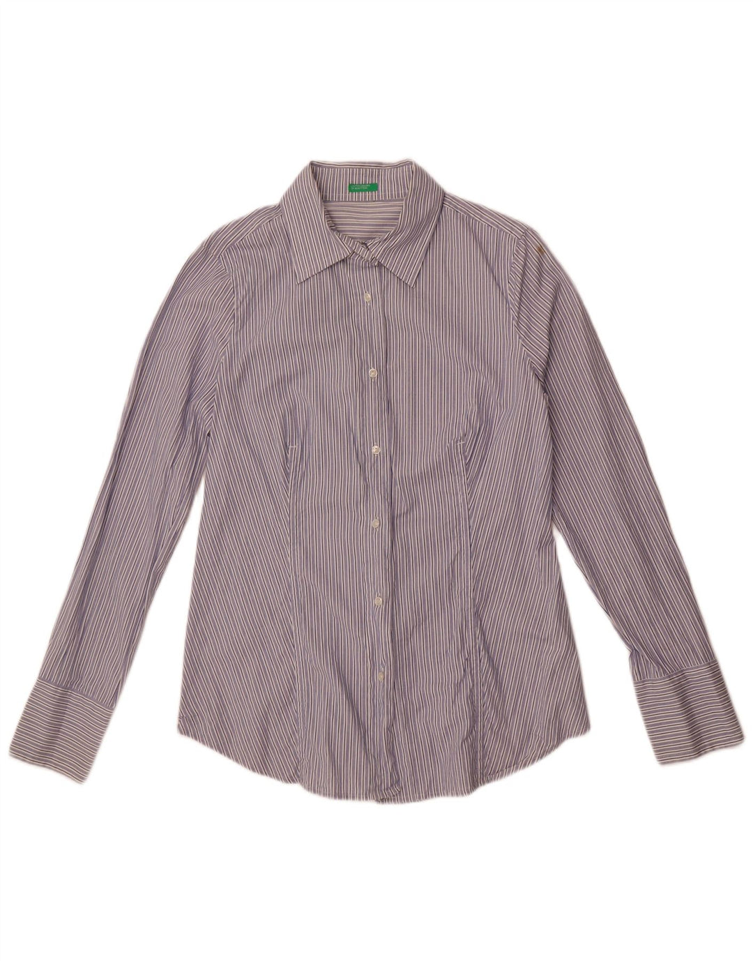 Cămașă Benetton pentru femei UK 14 Medium Blue Pinstripe Bumbac