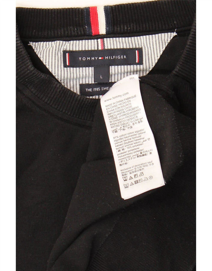 Hanorac pentru bărbați TOMMY HILFIGER Pulover mare din bumbac negru
