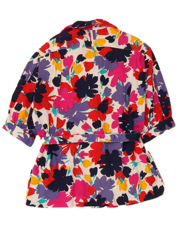 Cardigan vintage cu mânecă scurtă pentru femei UK 14 Medium Multicolor Floral