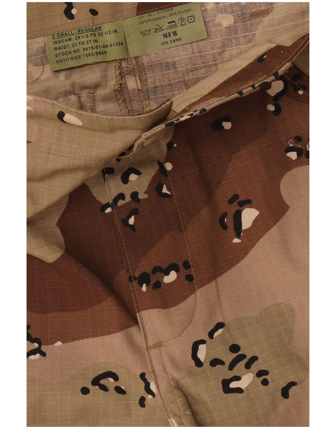 Pantaloni cargo obișnuiți pentru femei MFH XS W26 L28 poliester camuflaj bej