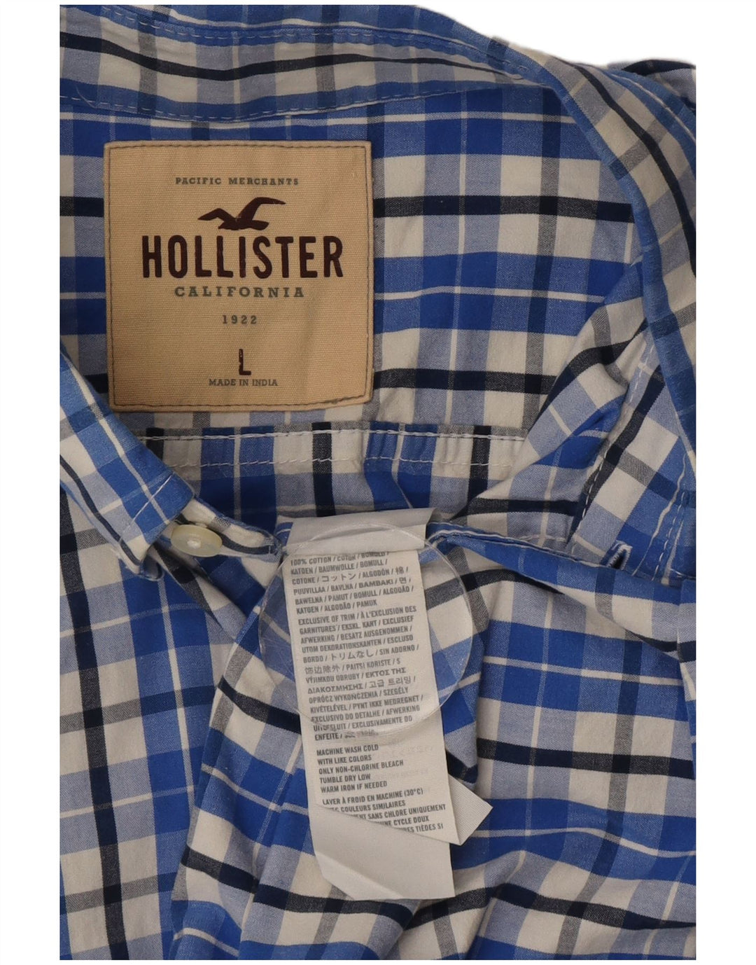 Cămașă Hollister pentru bărbați, mare, albastru, din bumbac