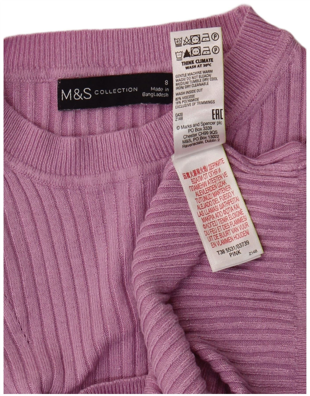 Pulover pentru femei Marks & Spencer cu decolteu triplu UK 8 Mic violet