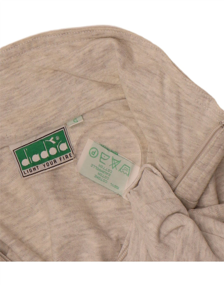 DIADORA Mens Graphic Zip Neck Sweatshirt Jumper Small Grey Cotton Vintage Diadora and Second-Hand Diadora from Messina Hembry 