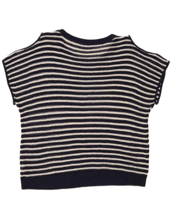Rochie tunică pentru femei Marks & Spencer, cu umăr dezactivat, UK 18 XL, bleumarin, cu dungi