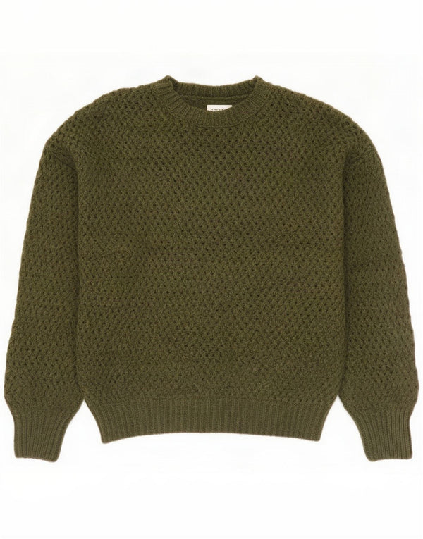 Topshop Pulover oversize, croșetat, cu decolteu, pentru femei UK 10 Small Khaki