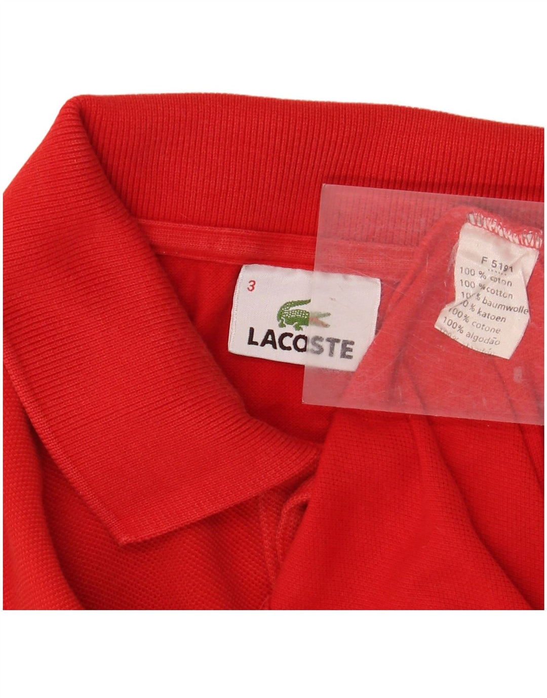 Tricou polo cu mânecă lungă pentru bărbați LACOSTE Mărimea 3 Bumbac roșu mic