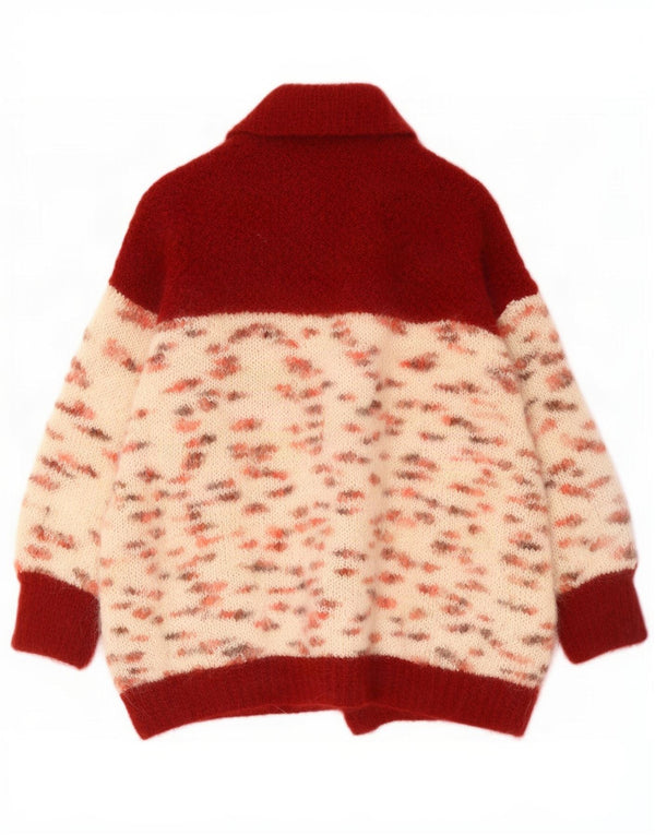 Pulover Cardigan Vintage pentru Damă UK 20 2XL Roșu Flecked