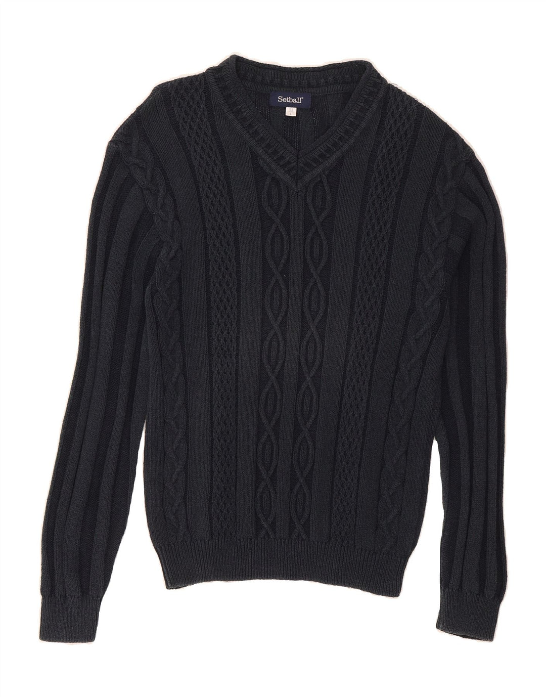 SETBALL Mens V-Neck Jumper Sweater IT 52 Large Navy Blue Vintage Setball and Second-Hand Setball from Messina Hembry 