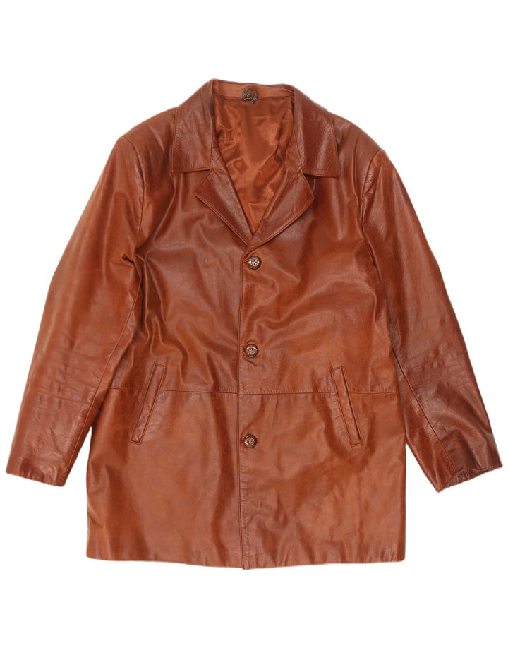 Jachetă de piele vintage pentru bărbați UK 44 2XL maro
