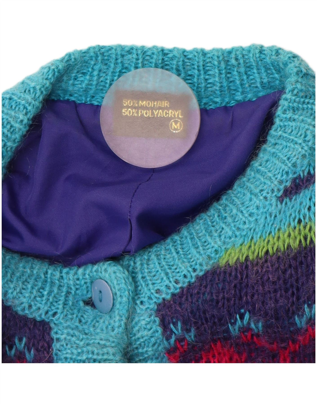 Pulover Cardigan Vintage pentru Damă UK 14 Medium Multicolor Fair Isle