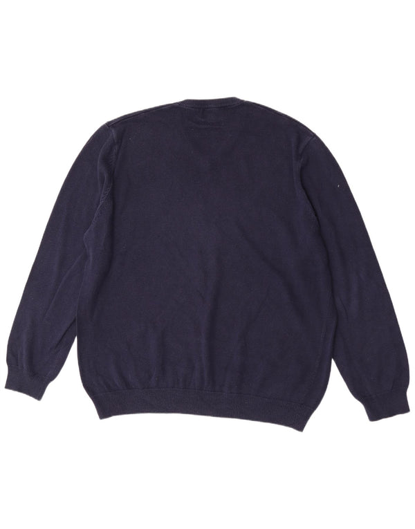 Pulover cu decolteu în V pentru bărbați Marks & Spencer, bumbac bleumarin 2XL