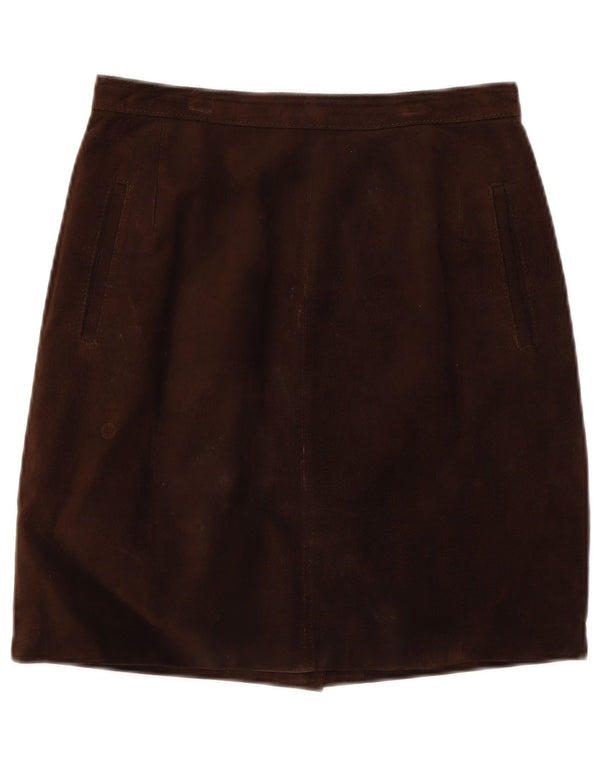 Fusta de damă vintage din piele intoarsa IT 44 Medium W28 piele maro