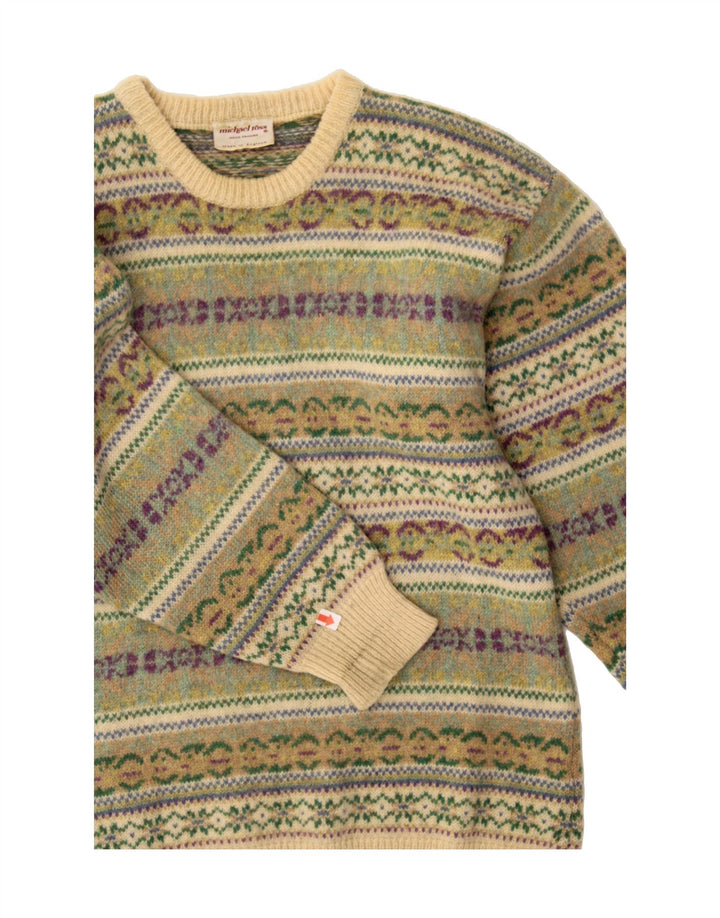 MICHAEL ROSS Pulover pentru bărbați cu gât crew pulover mic verde Fair Isle