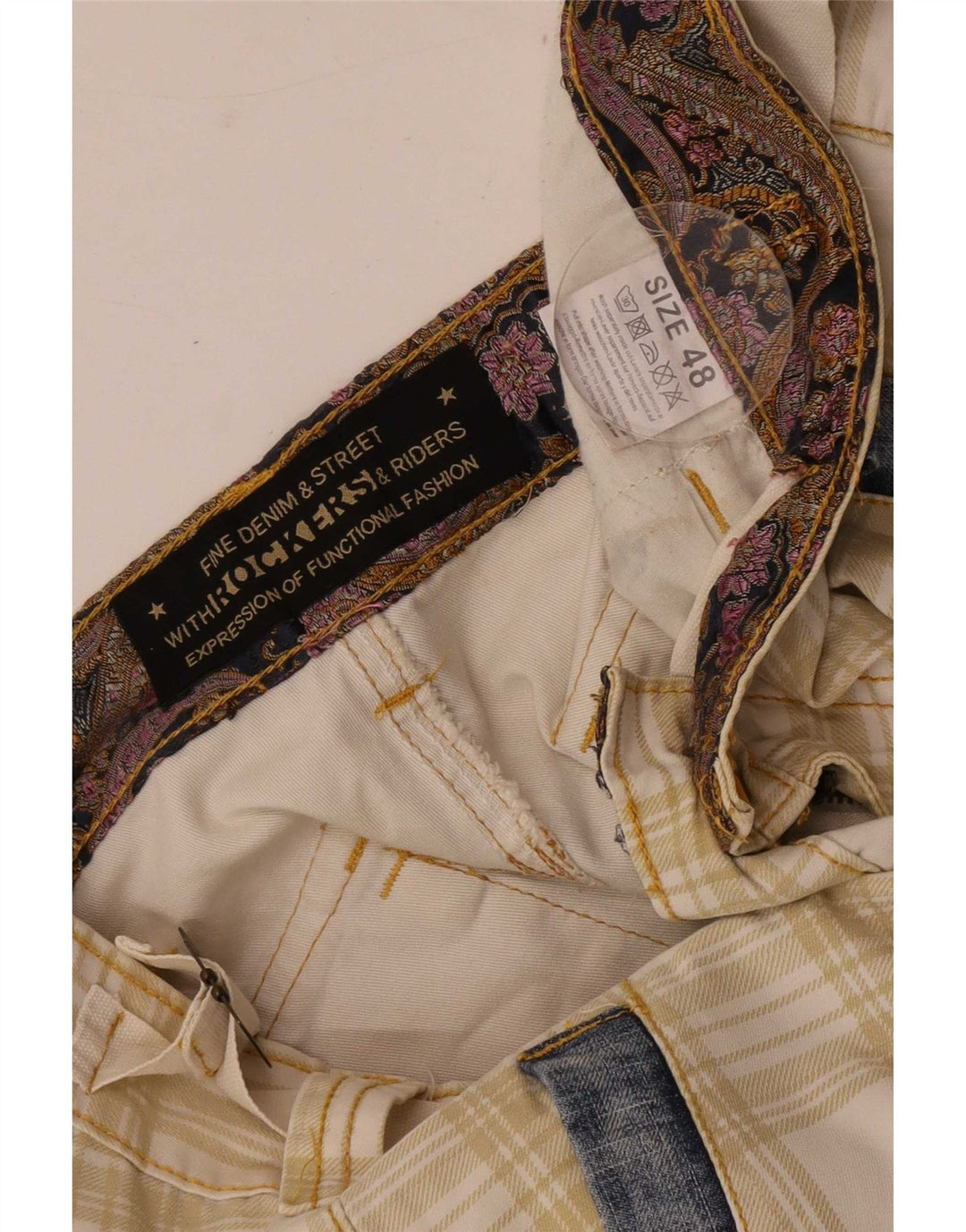 Pantaloni scurți vintage pentru bărbați obișnuiți IT 48 Medium W34 în carouri bej