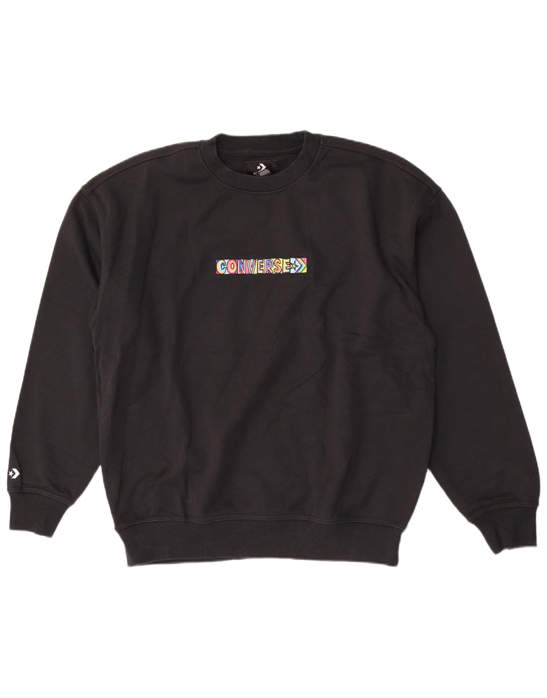 Pulover grafic pentru bărbați Converse, bumbac mediu negru