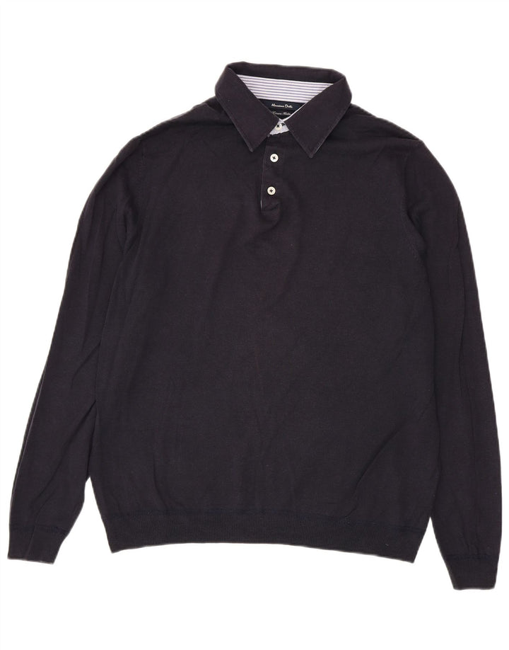 Massimo Dutti Pulover cu gât polo pentru bărbați, mare, in bleumarin