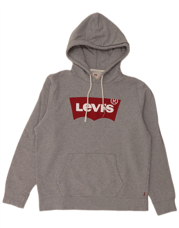 Pulover LEVI'S pentru bărbați, cu croiala standard, cu glugă, mare, gri, bumbac