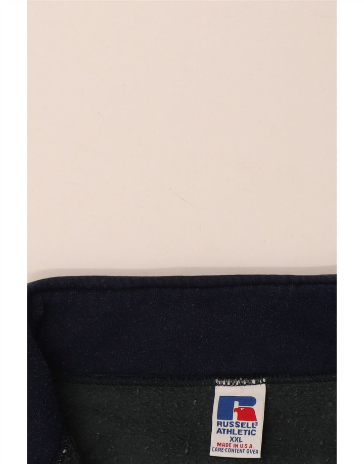 RUSSELL ATHLETIC Pulover pentru bărbați, cu fermoar, cu gât, bumbac albastru 2XL