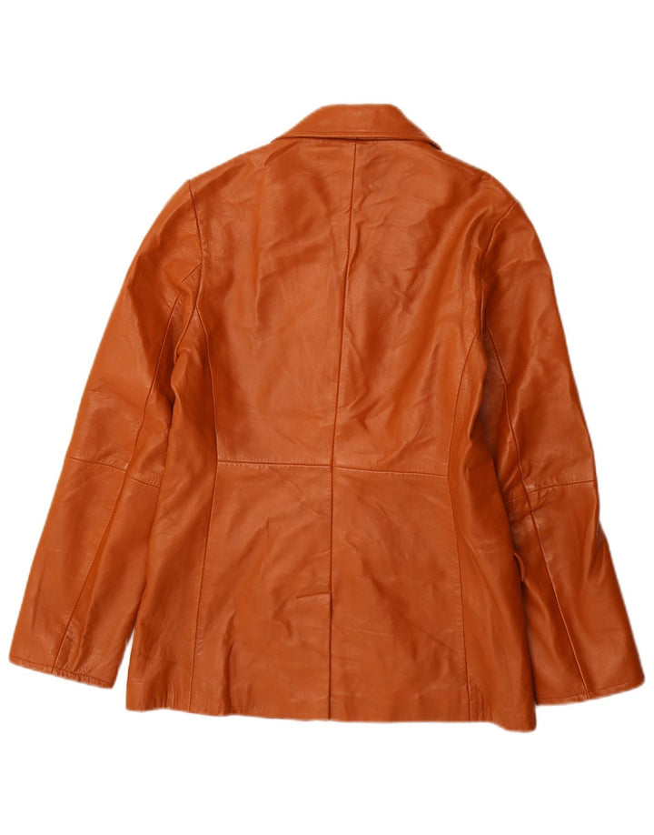 Sacou Blazer din piele pentru femei Stefanel cu 2 nasturi UK 12 piele maro medie