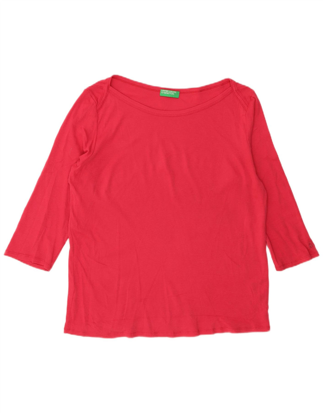 BENETTON Top pentru femei cu mâneci 3/4 UK 14 Large Red