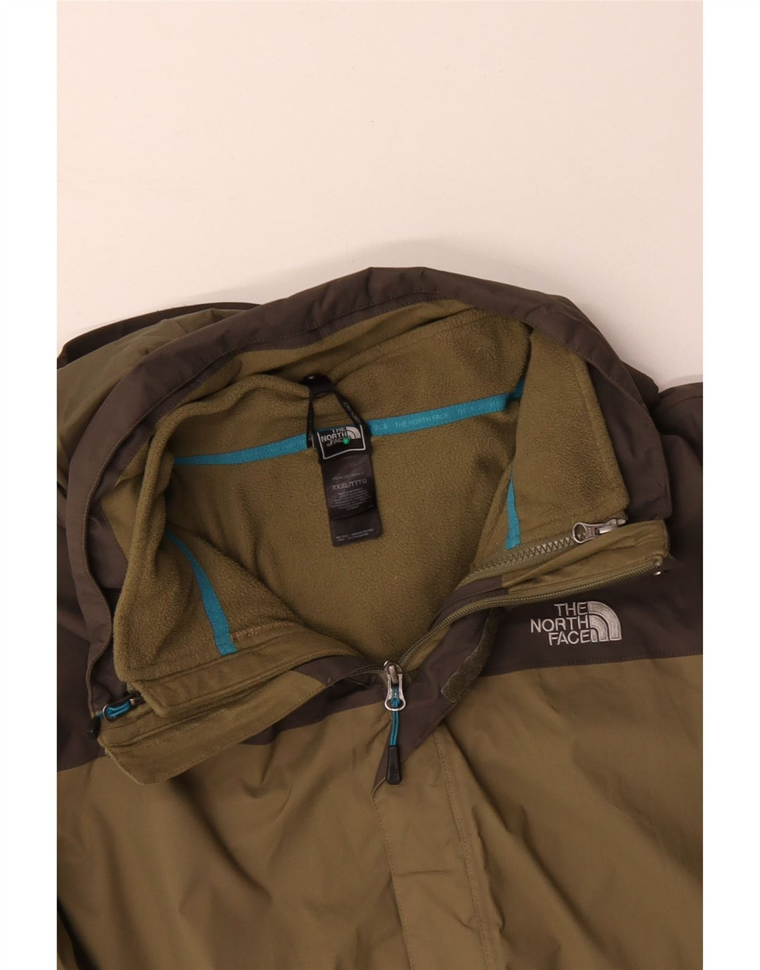 The NORTH FACE Jachetă Windbreaker pentru bărbați cu glugă UK 46 3XL Kaki Colorblock