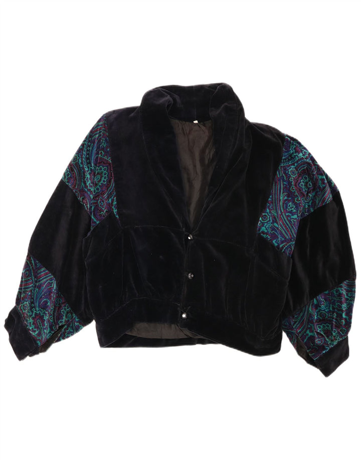 Jachetă Bomber oversize pentru femei vintage UK 10 Small Paisley bleumarin