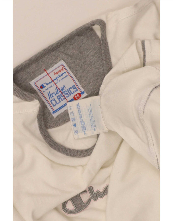 Top cu grafic pentru femei Champion cu mânecă lungă UK 12 Medium White