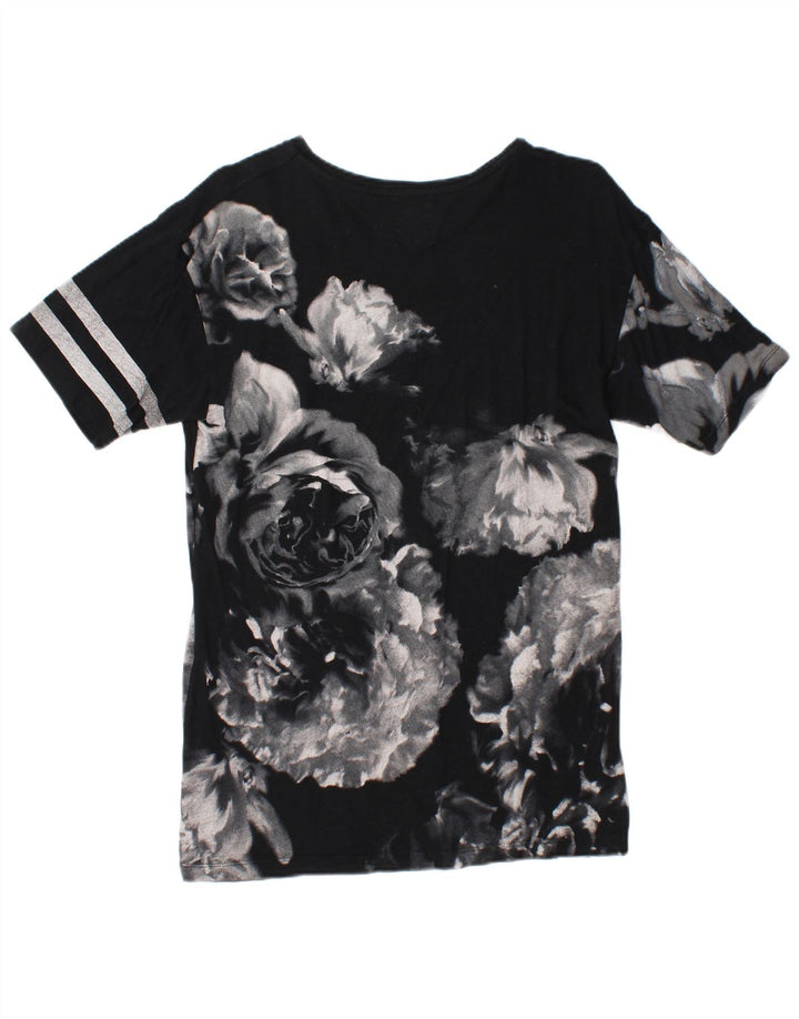 ZARA Mens Graphic T-Shirt Top Medium Black Floral