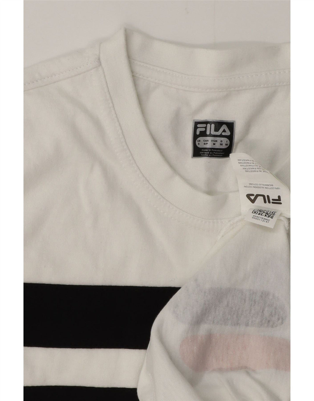 Tricou cu grafică pentru bărbați FILA Top, mediu alb, bumbac cu dungi