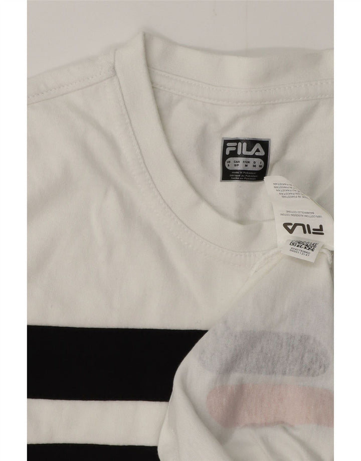 Tricou cu grafică pentru bărbați FILA Top, mediu alb, bumbac cu dungi