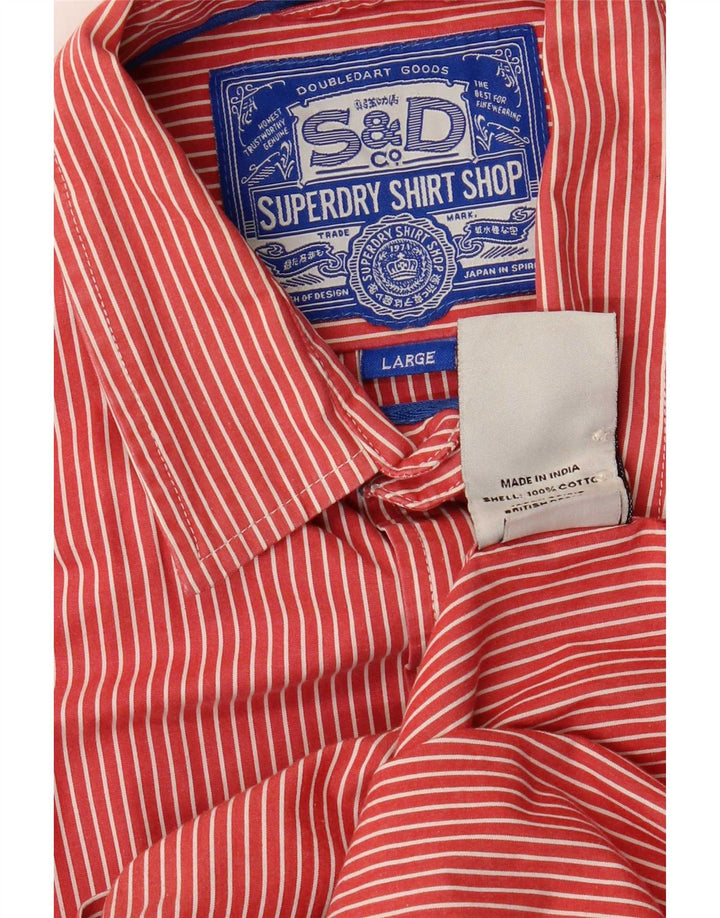 Cămașă pentru bărbați Superdry, mare, roșu, bumbac cu dungi