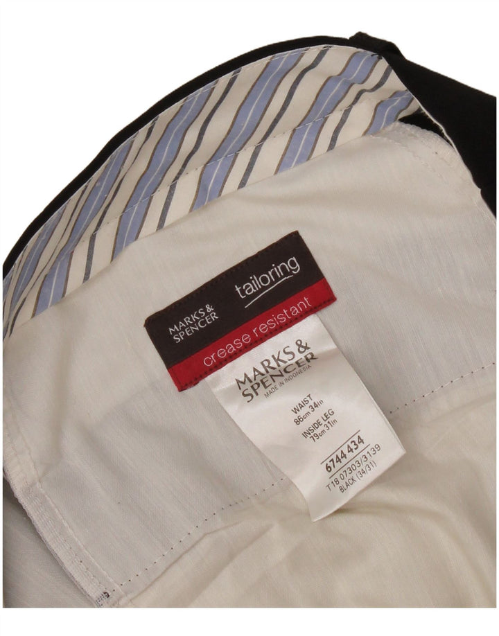 Marks & Spencer Pantaloni de costum croit pentru bărbați L34 L31 Poliester negru