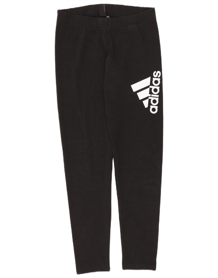 Leggings grafic Adidas pentru femei UK 12/14 bumbac mediu negru