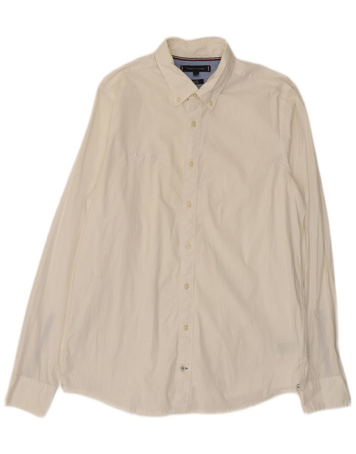Cămașă pentru bărbați Tommy Hilfiger Slim Fit, mare, alb, bumbac