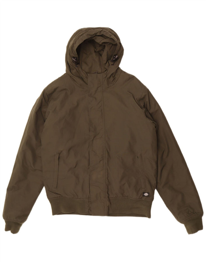 Dickies Mens Hooded Bomber Jacket UK 36 Small Khaki Polyamide