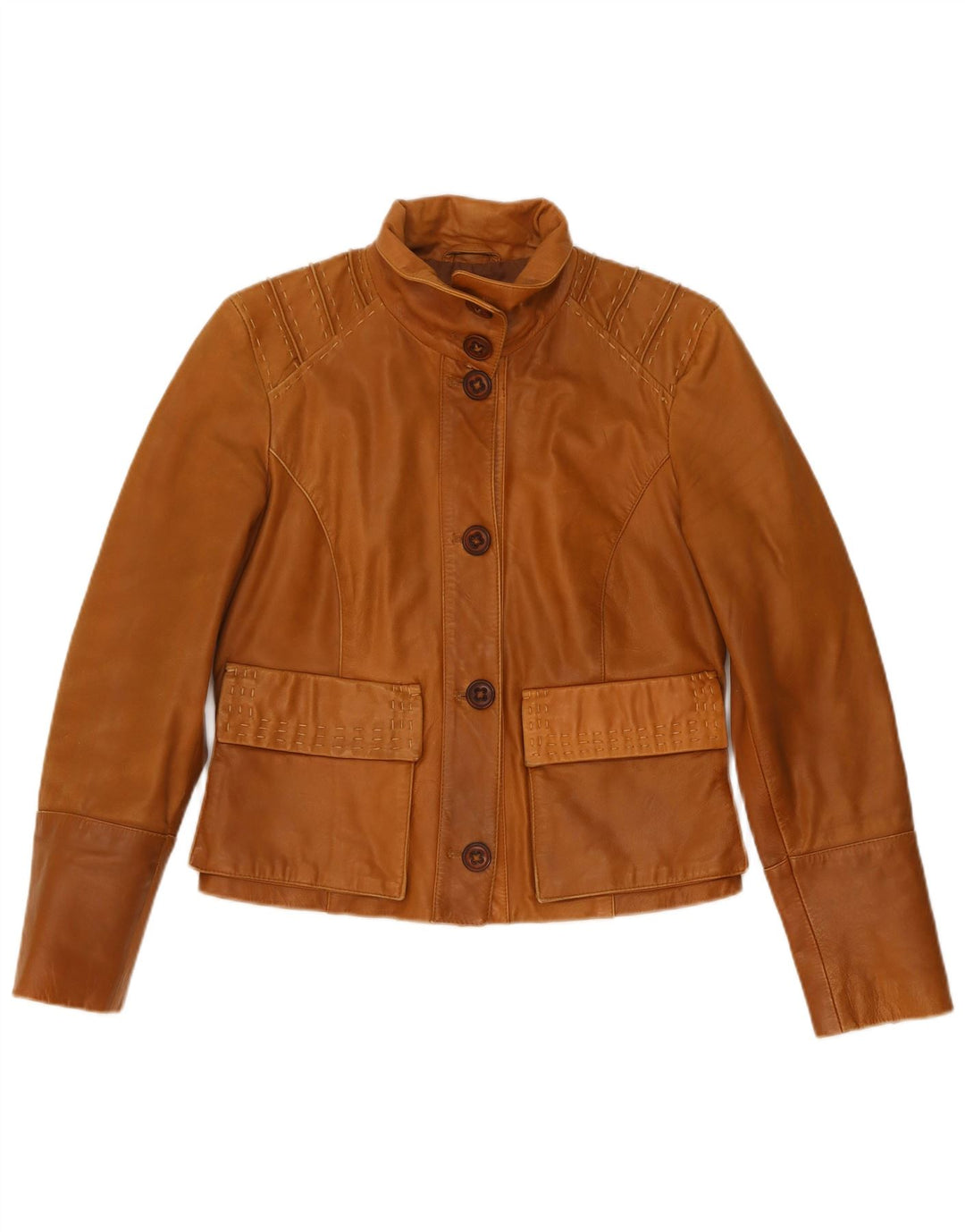 Jachetă de piele vintage pentru femei UK 12 piele maro medie
