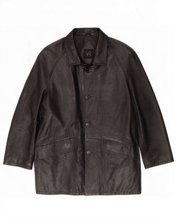 Palton din piele vintage pentru bărbați IT 52 XL negru