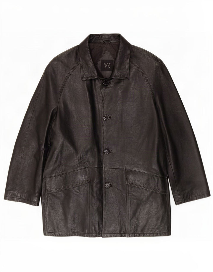 Palton din piele vintage pentru bărbați IT 52 XL negru