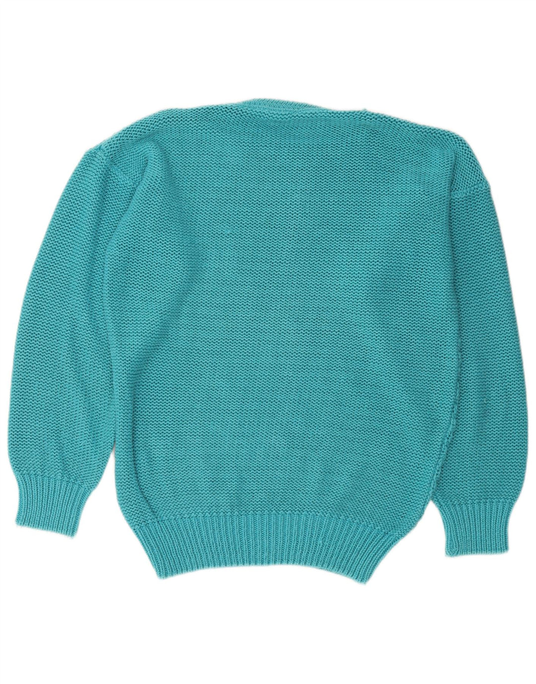 Pulover vintage pentru damă cu gât roșu EU 36/38 bumbac albastru mediu