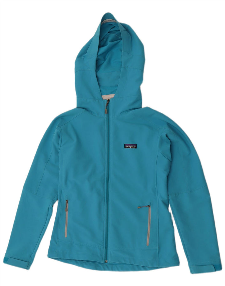 Jachetă Windbreaker pentru femei cu glugă Patagonia UK 14 Poliester turcoaz mediu
