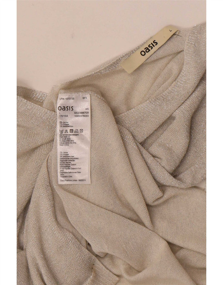 Oasis Top pentru femei cu mânecă lungă UK 16 mare, gri, viscoză cu pături